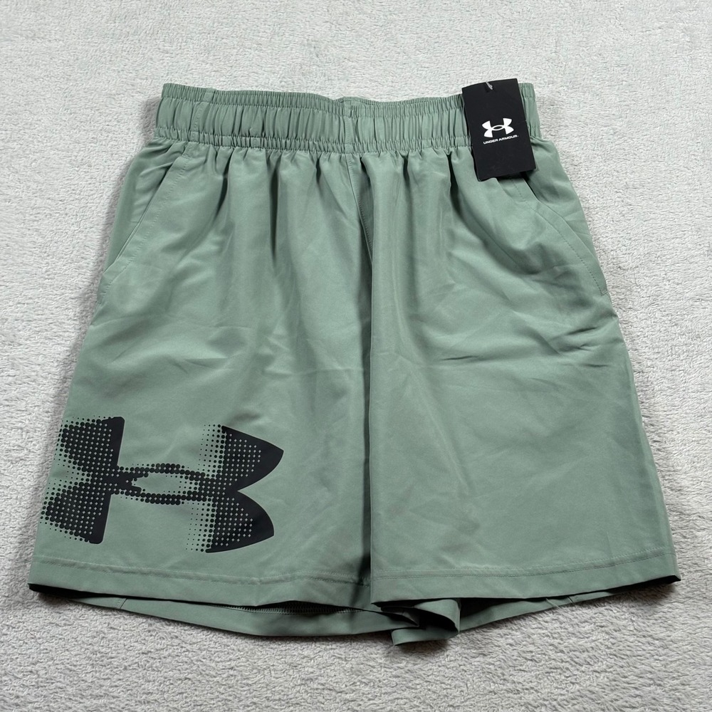 Under Armour Mens Tech Woven Graphic Shorts Green 1390046-348 Size S